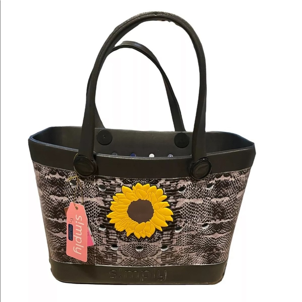 Mini Simply Souther rubber bogg tote w/ sunflower charm.